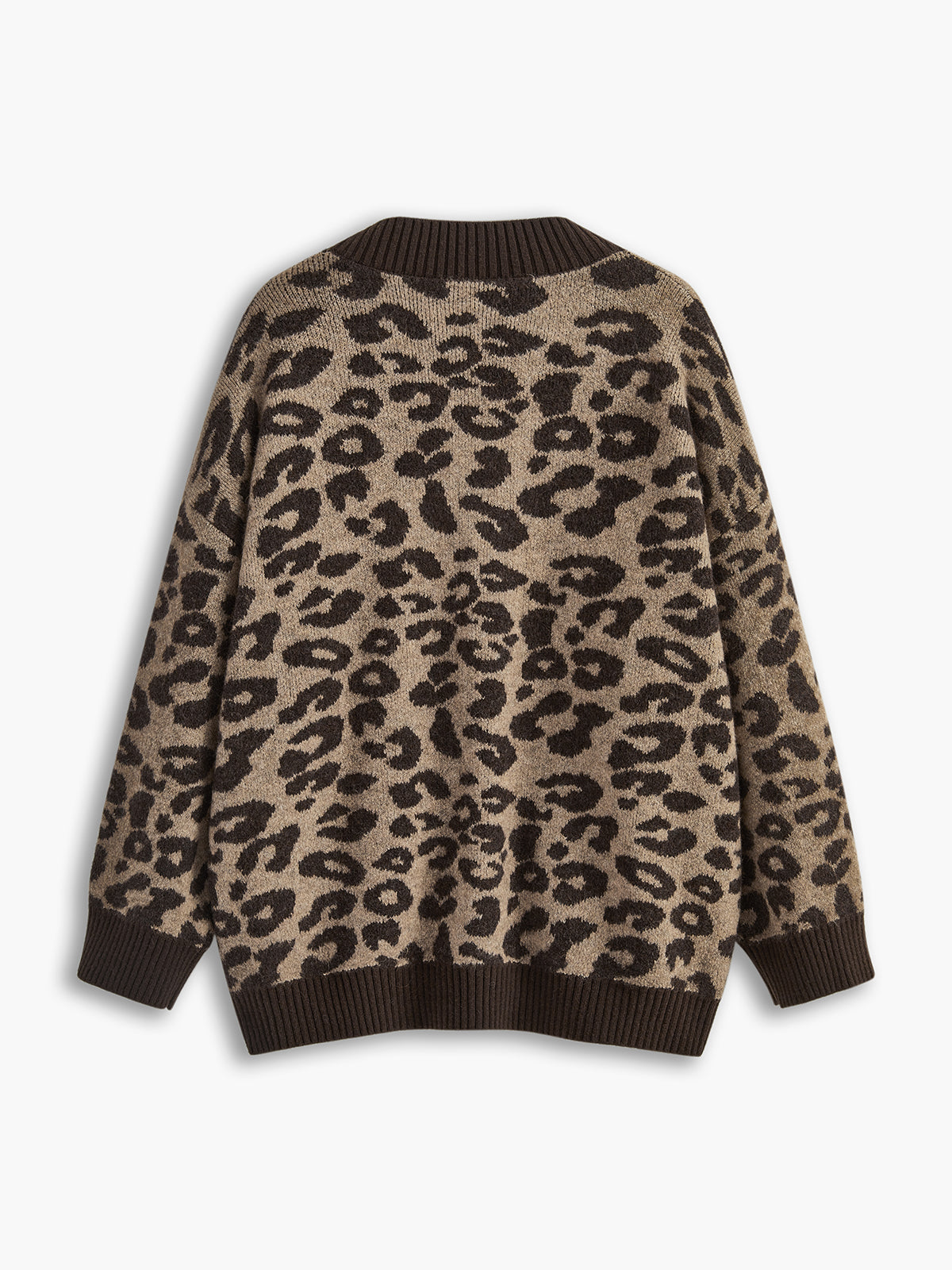 Leopard Trim Loose Cardigan