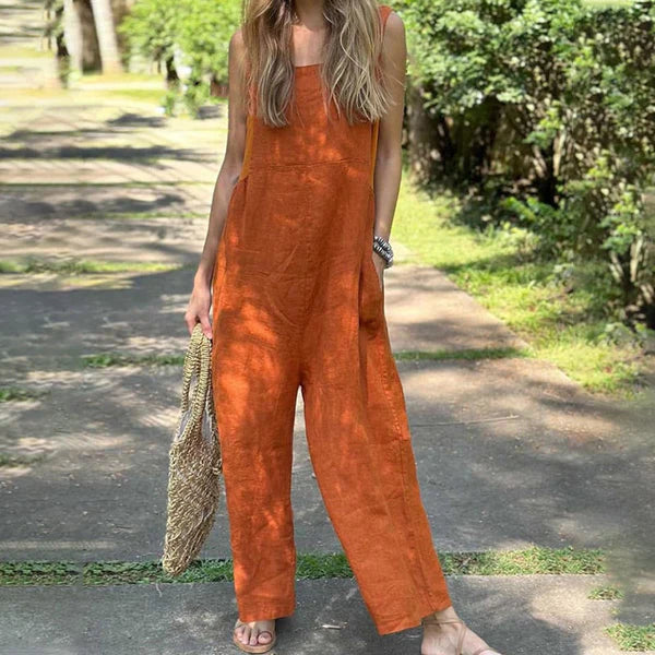 Casual Sleeveless Jumpsuit With Square Neckline