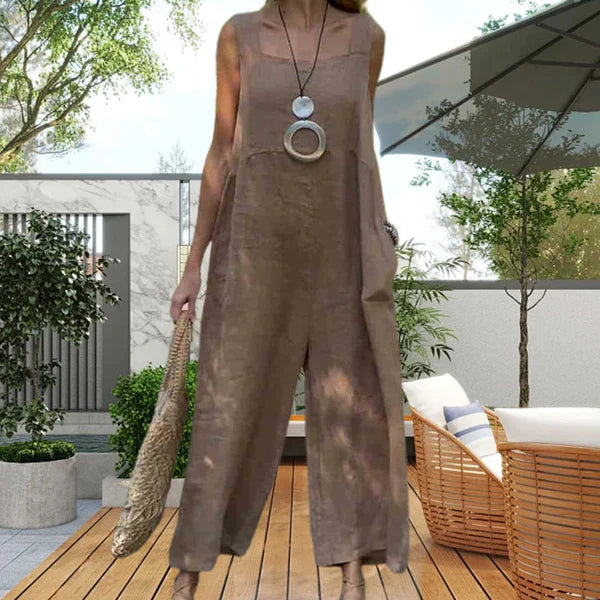 Casual Sleeveless Jumpsuit With Square Neckline