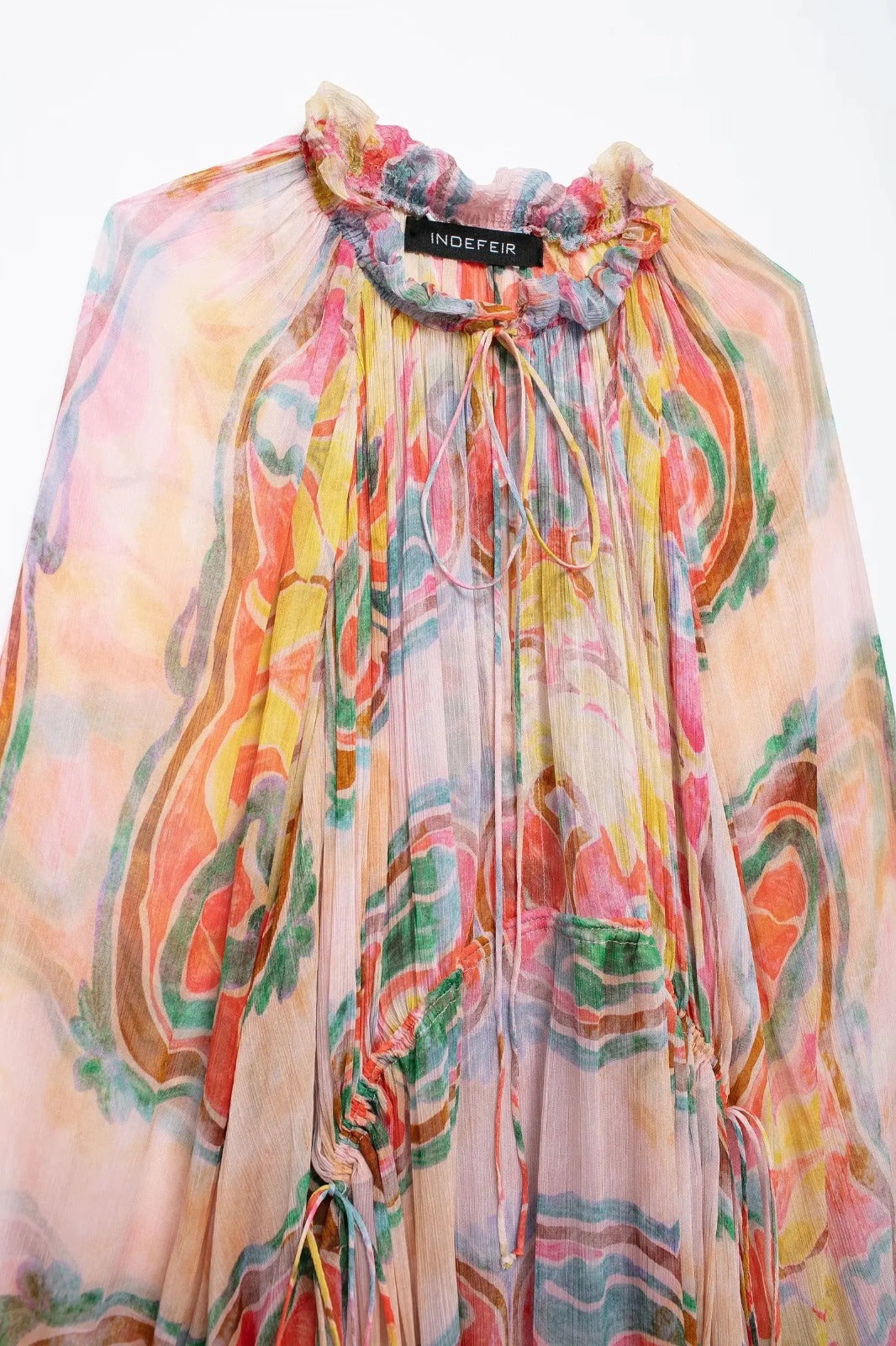Long Printed Tulle Dress