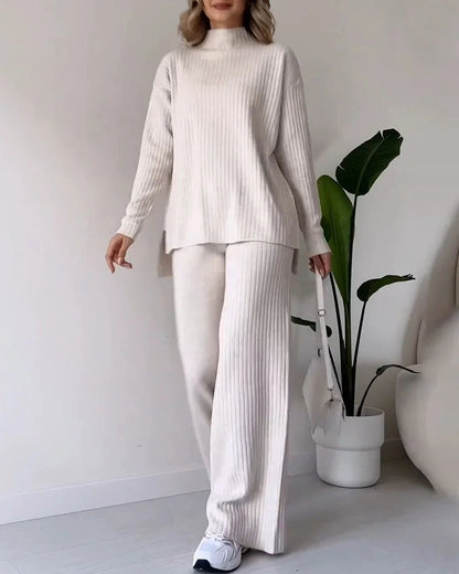 Chic Slit Casual Two-Piece Set