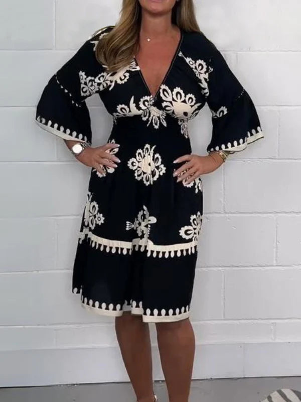 Carrie | Printed V-neck Dress