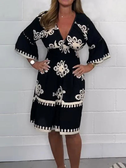 Carrie | Printed V-neck Dress