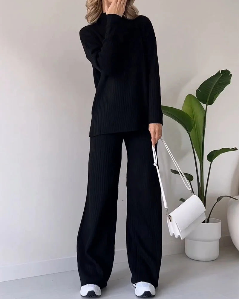 Chic Slit Casual Two-Piece Set