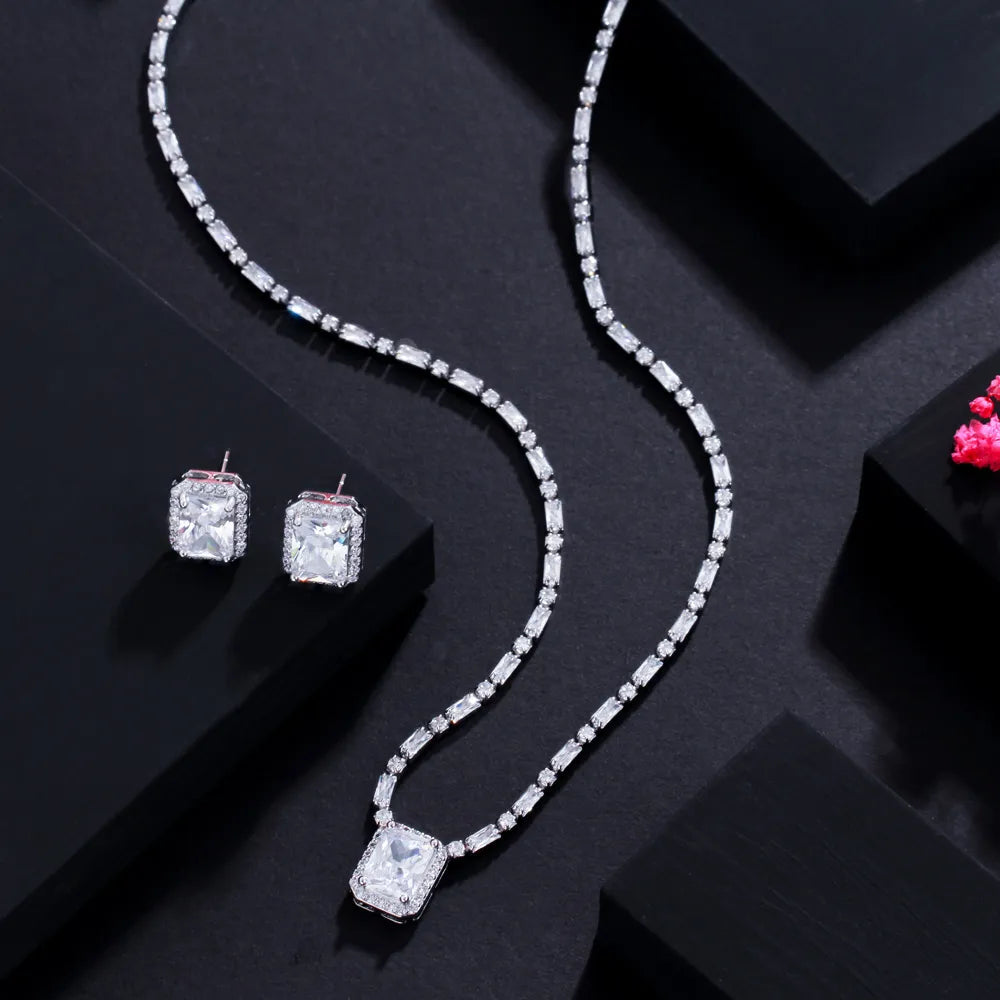 Zirconia Necklace and Earring Set