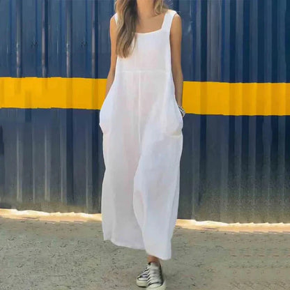 Casual Sleeveless Jumpsuit With Square Neckline