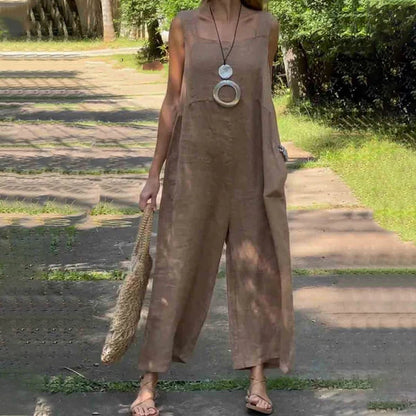 Casual Sleeveless Jumpsuit With Square Neckline