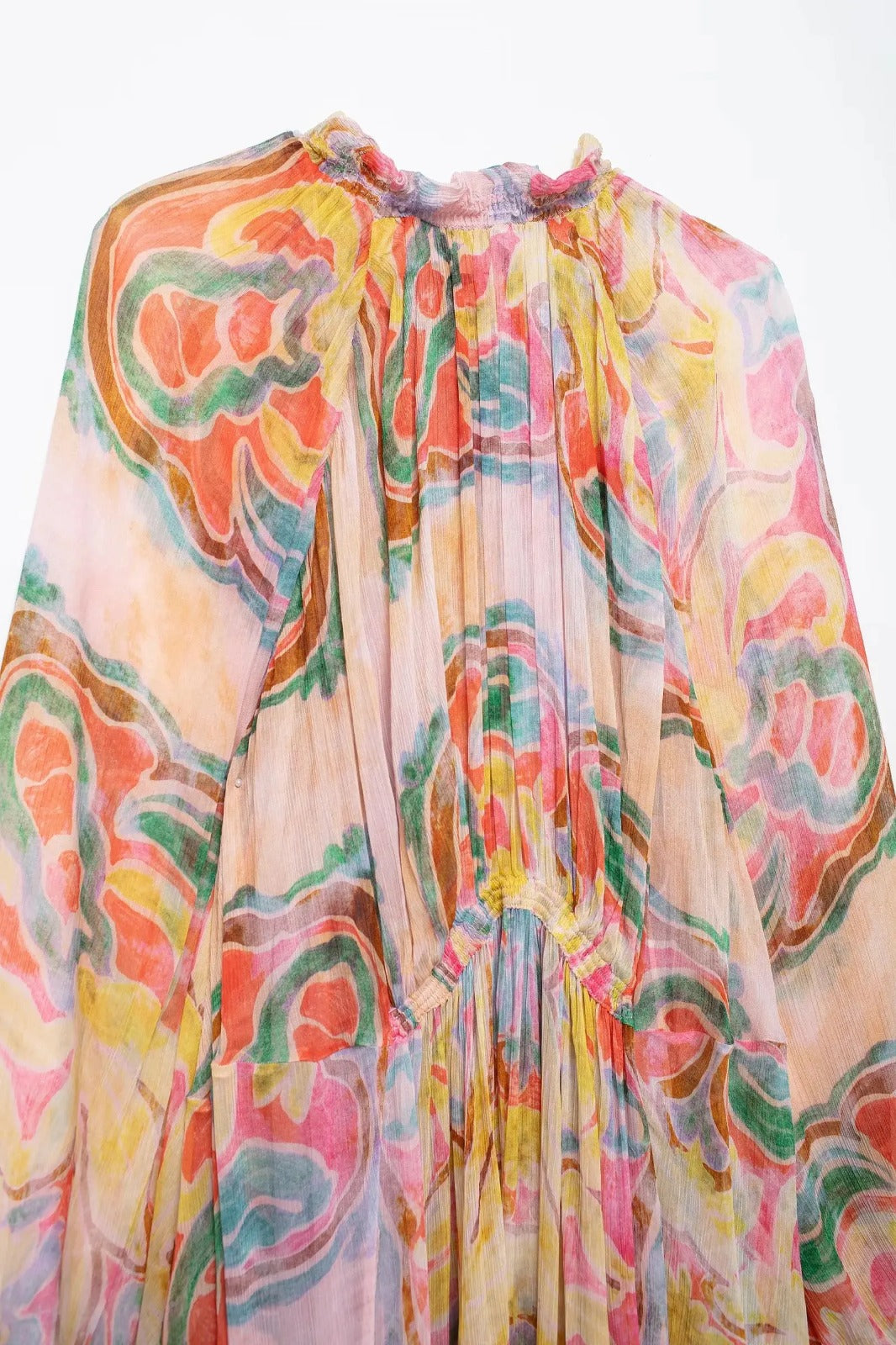 Long Printed Tulle Dress