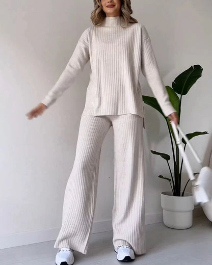 Chic Slit Casual Two-Piece Set