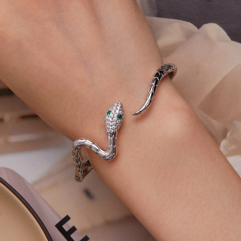 Snake Bracelet Studded with Zirconias