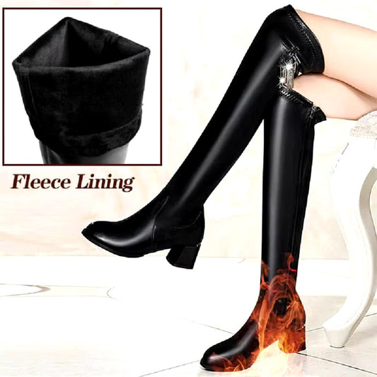 Bottes En Cuir Chaud Pour Femmes
