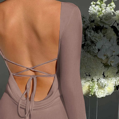 Long Sleeve Serenity Backless Maxi Dress
